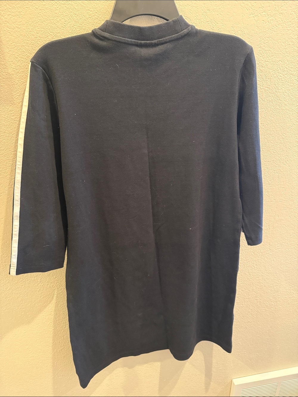 adidas Black T-Shirt dress with White 3-Stripe 3/4 length Sleeves - Picture 6 of 6